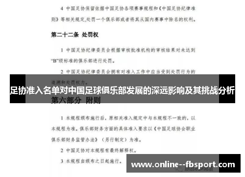 足协准入名单对中国足球俱乐部发展的深远影响及其挑战分析